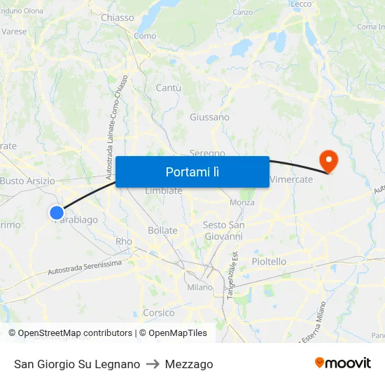 San Giorgio Su Legnano to Mezzago map