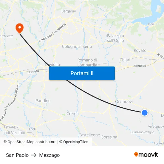 San Paolo to Mezzago map