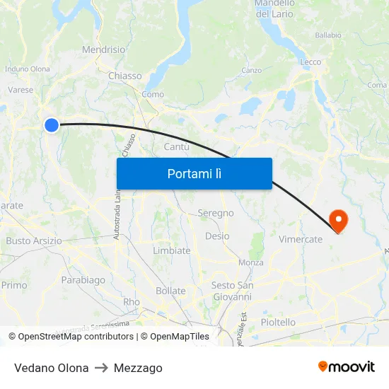 Vedano Olona to Mezzago map