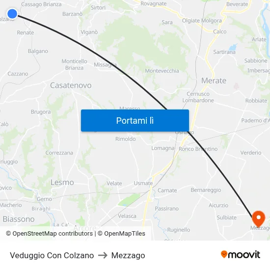 Veduggio Con Colzano to Mezzago map