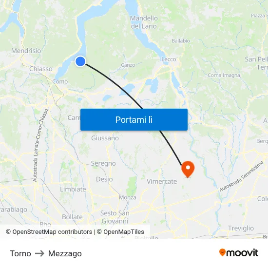 Torno to Mezzago map