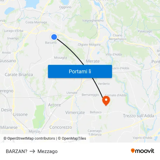 BARZAN? to Mezzago map