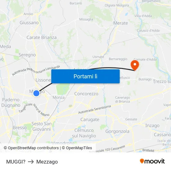 MUGGI? to Mezzago map