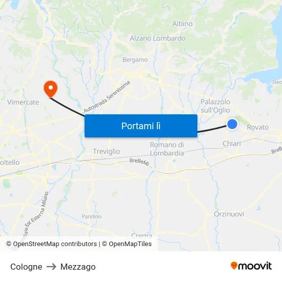 Cologne to Mezzago map