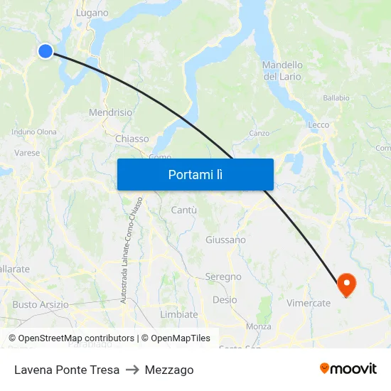 Lavena Ponte Tresa to Mezzago map