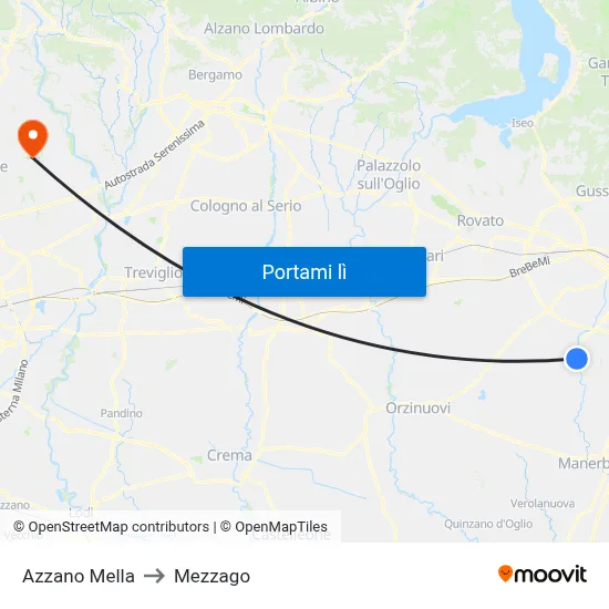 Azzano Mella to Mezzago map
