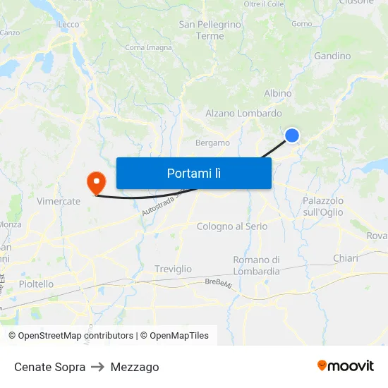 Cenate Sopra to Mezzago map