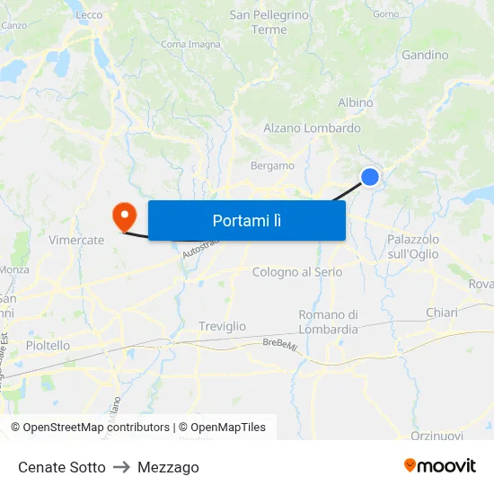 Cenate Sotto to Mezzago map