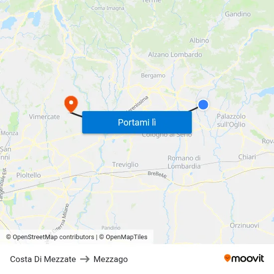 Costa Di Mezzate to Mezzago map