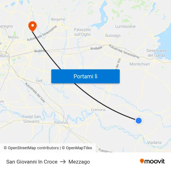 San Giovanni In Croce to Mezzago map