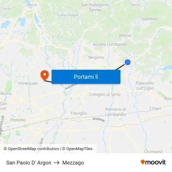 San Paolo D' Argon to Mezzago map