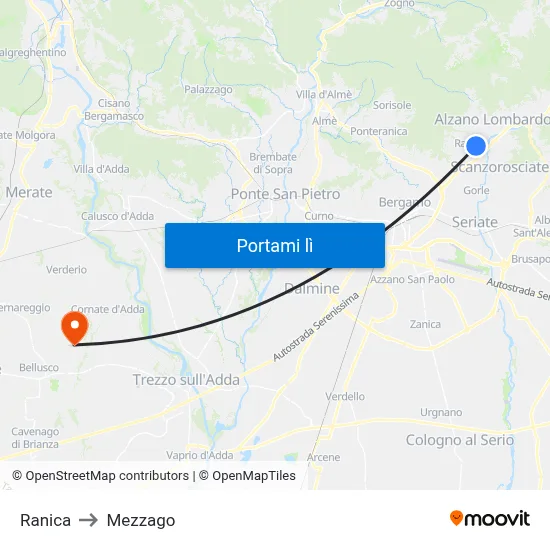 Ranica to Mezzago map