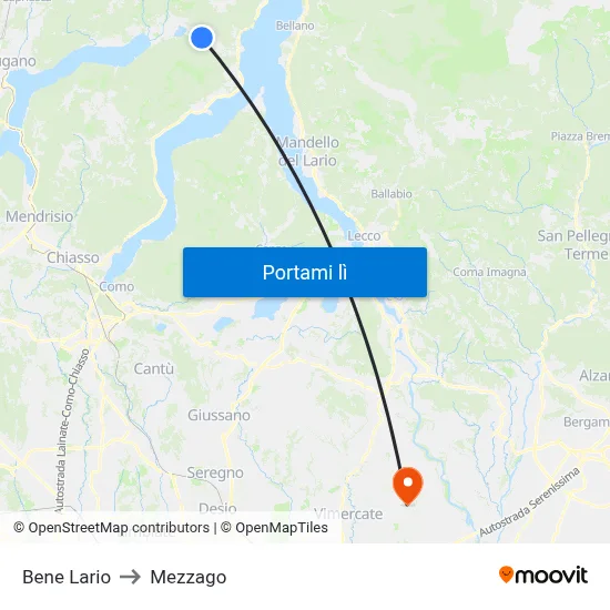 Bene Lario to Mezzago map