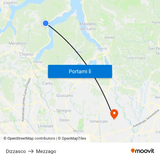 Dizzasco to Mezzago map