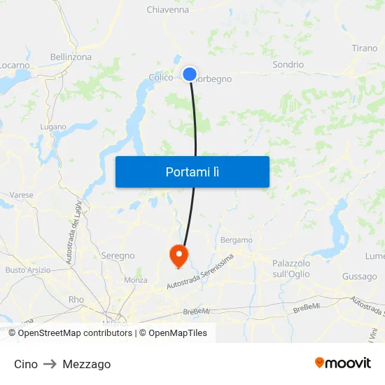 Cino to Mezzago map