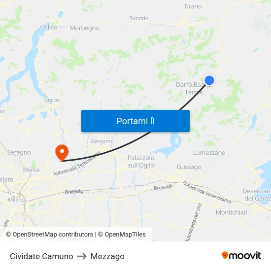 Cividate Camuno to Mezzago map