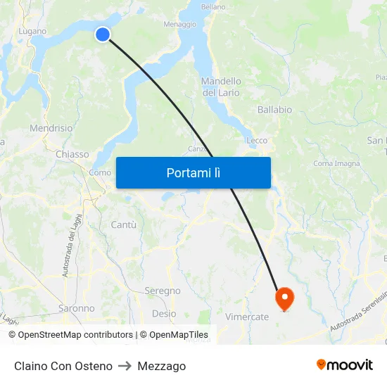 Claino Con Osteno to Mezzago map