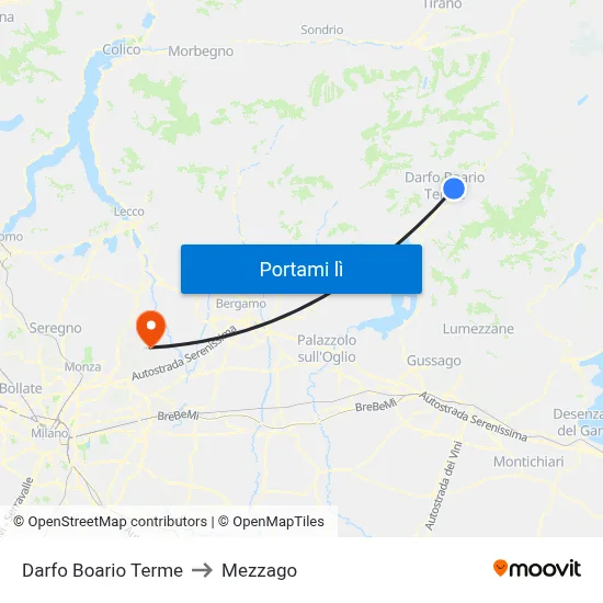 Darfo Boario Terme to Mezzago map