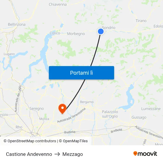 Castione Andevenno to Mezzago map