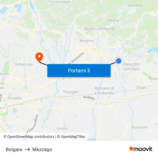 Bolgare to Mezzago map