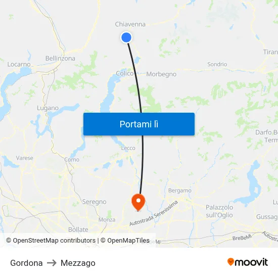 Gordona to Mezzago map