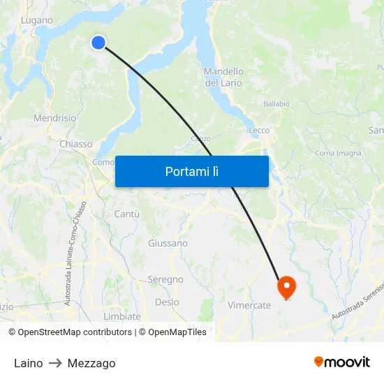 Laino to Mezzago map