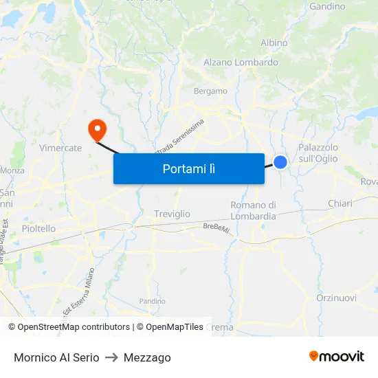 Mornico Al Serio to Mezzago map