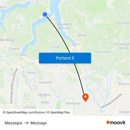 Mezzegra to Mezzago map