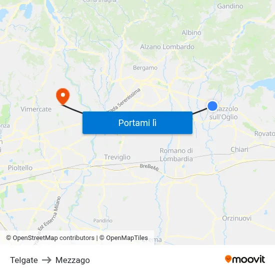 Telgate to Mezzago map