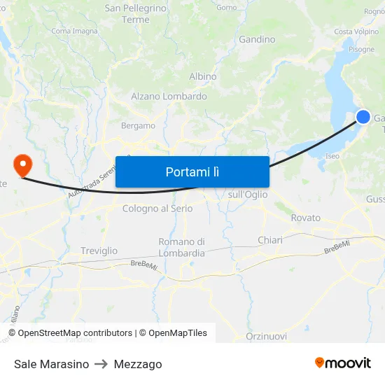 Sale Marasino to Mezzago map