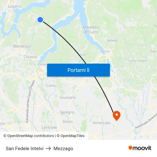 San Fedele Intelvi to Mezzago map