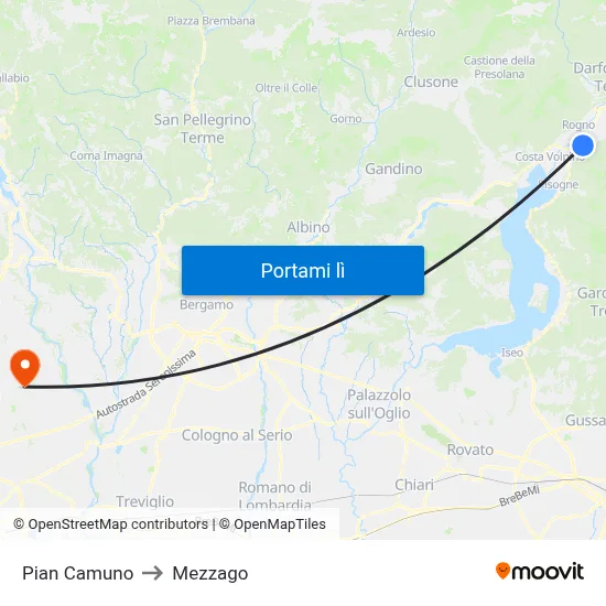 Pian Camuno to Mezzago map