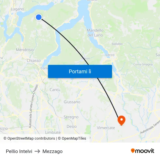 Pellio Intelvi to Mezzago map