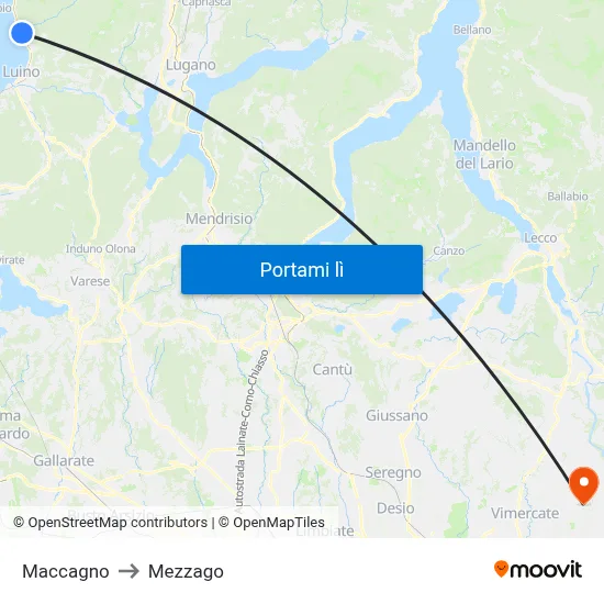Maccagno to Mezzago map