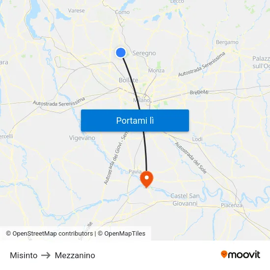 Misinto to Mezzanino map