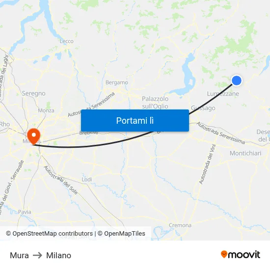 Mura to Milano map