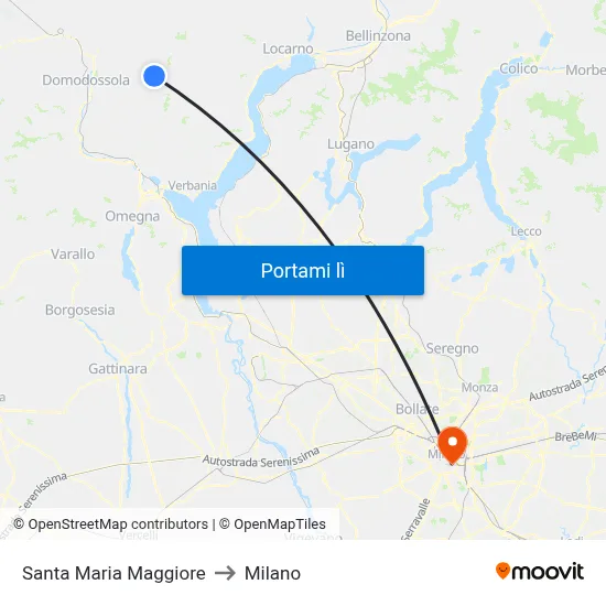 Santa Maria Maggiore to Milano map