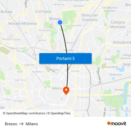 Bresso to Milano map
