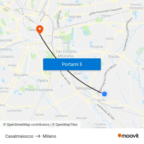 Casalmaiocco to Milano map