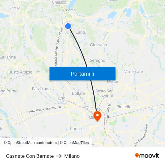 Casnate Con Bernate to Milano map