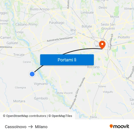 Cassolnovo to Milano map