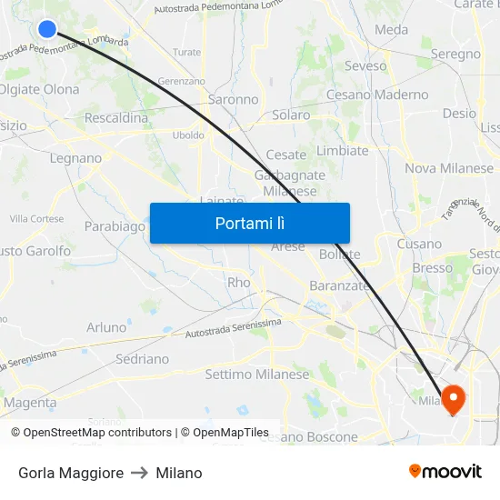 Gorla Maggiore to Milano map