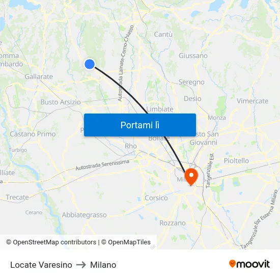 Locate Varesino to Milano map