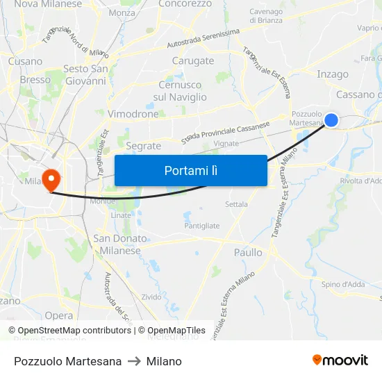 Pozzuolo Martesana to Milano map