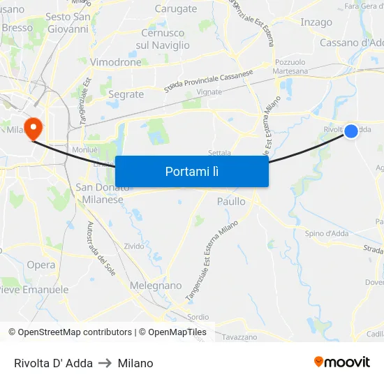 Rivolta D' Adda to Milano map