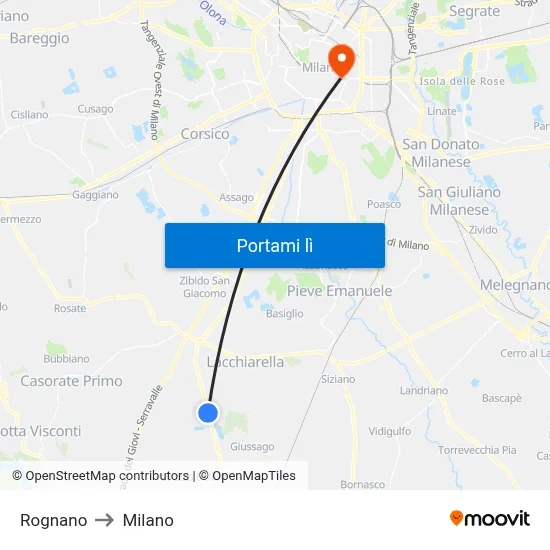 Rognano to Milano map