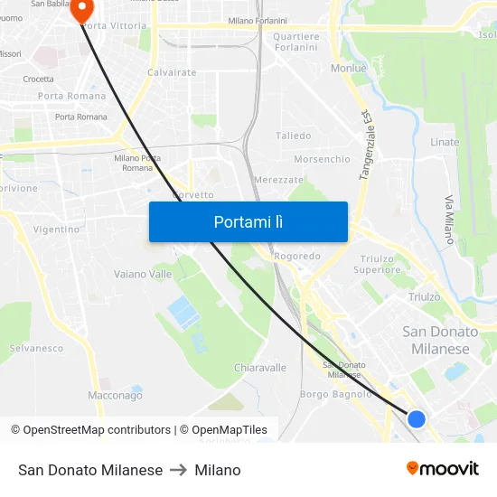 San Donato Milanese to Milano map
