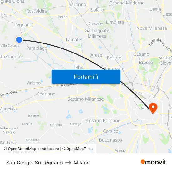San Giorgio Su Legnano to Milano map