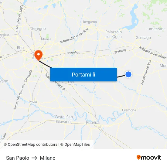 San Paolo to Milano map