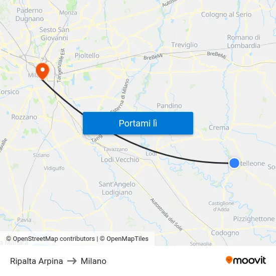 Ripalta Arpina to Milano map
